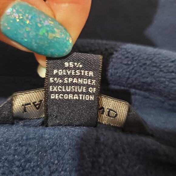 Lands End Nautical Fleece Blazer Jacket Womens Size M 10-12 Blue Anchor Buttons - Picture 7 of 10